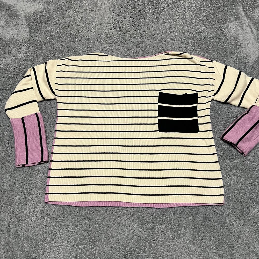 Anthropologie Sweater Womens Small Purple White Faye Striped Lightweight Casual